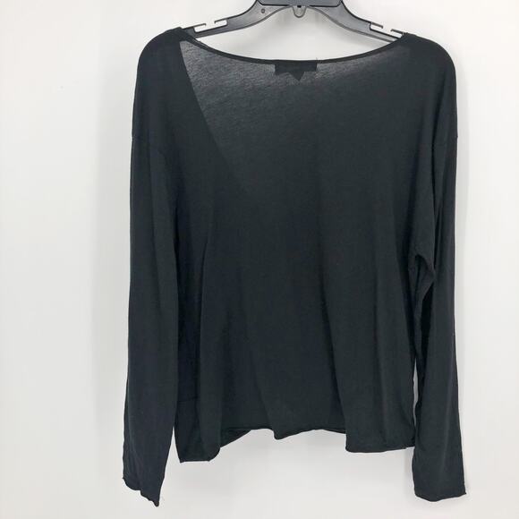 Treasure & Bond Womens Twist Top Medium Black Long Sleeve V-Neck Sheer NWOT - Picture 5 of 8